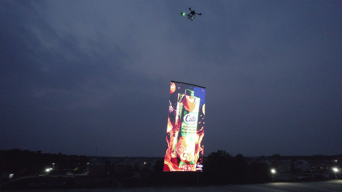 Drone advertising flying billboard 